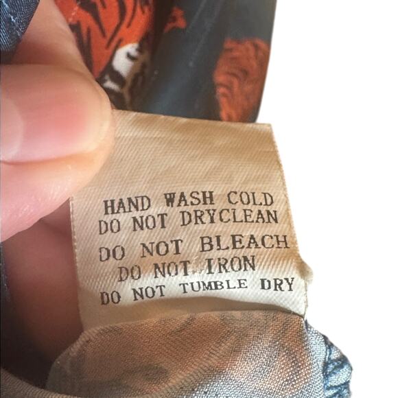 DRESSED IN LALA Tiger Oversized Button-Up Satin Shirt Size Small - Picture 10 of 16